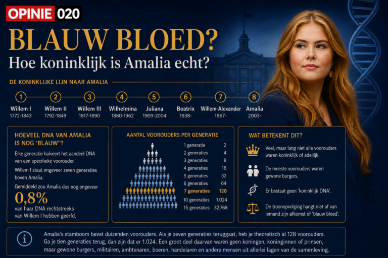 Stamboom van Willem I naar Amalia met uitleg over blauw bloed en de Nederlandse monarchie