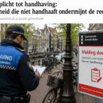 Handhaver van de gemeente controleert overtredingen in Amsterdam volgens de beginselplicht tot handhaving