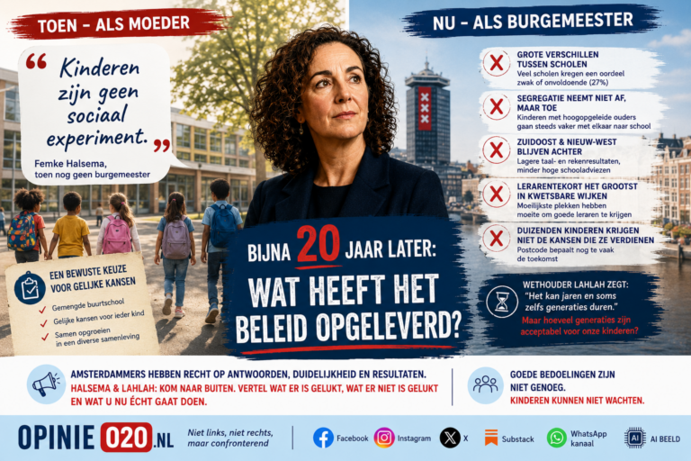 Moeder Halsema zei in 2010 dat kinderen geen sociaal experiment zijn. Als burgemeester van Amsterdam wordt in 2026 de vraag gesteld wat het onderwijsbeleid heeft opgeleverd.