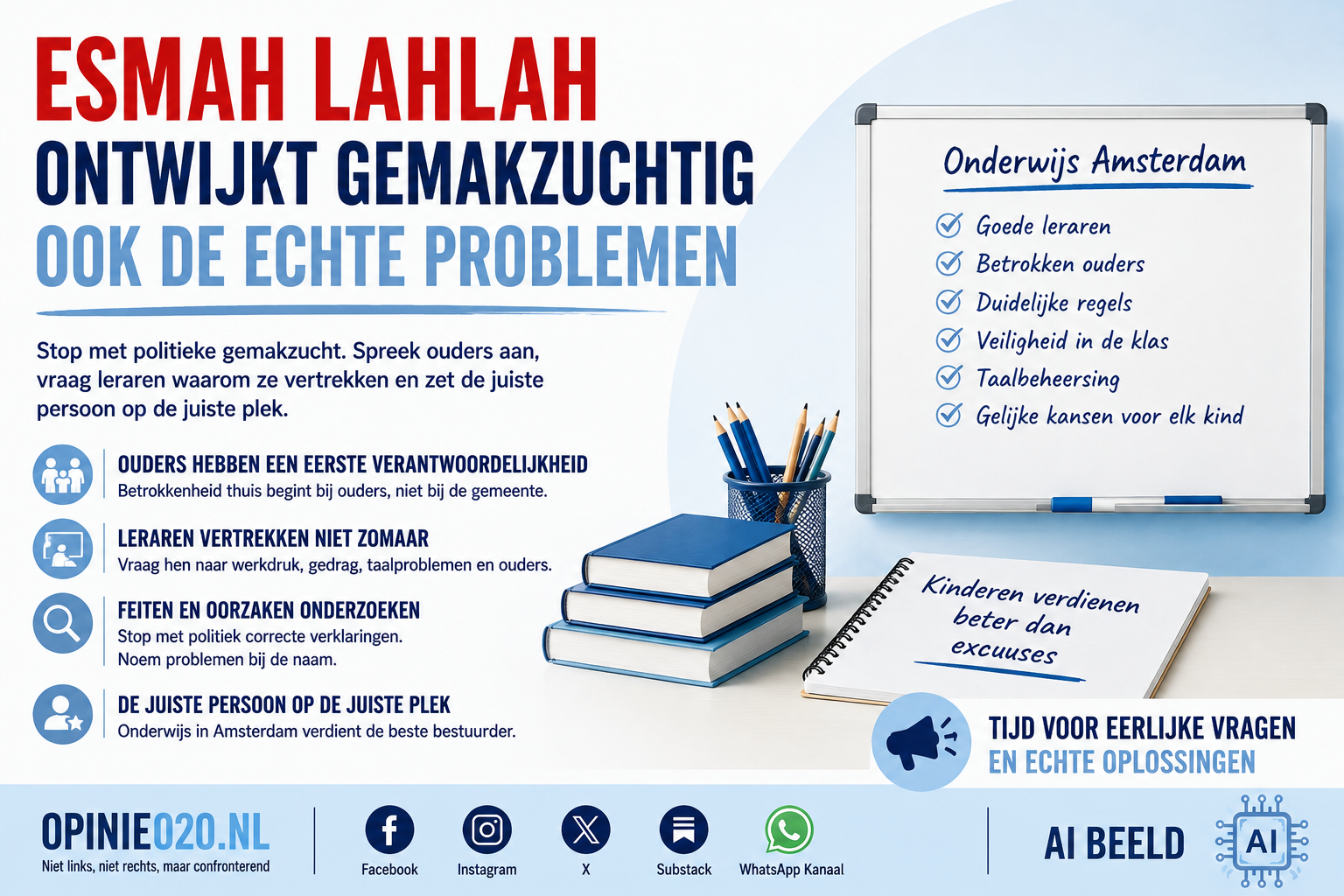Onderwijswethouder Esmah Lahlah en de problemen in het Amsterdamse onderwijs